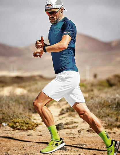 Mens Athletic Running Shorts 7"/ 9" Lightweight Quick Dry Drawstring Mesh Gym Shorts with Zipper Pockets