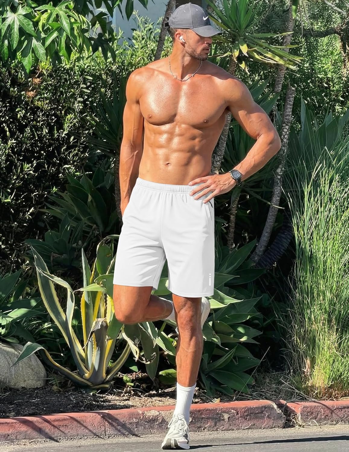 Mens Athletic Running Shorts 7"/ 9" Lightweight Quick Dry Drawstring Mesh Gym Shorts with Zipper Pockets