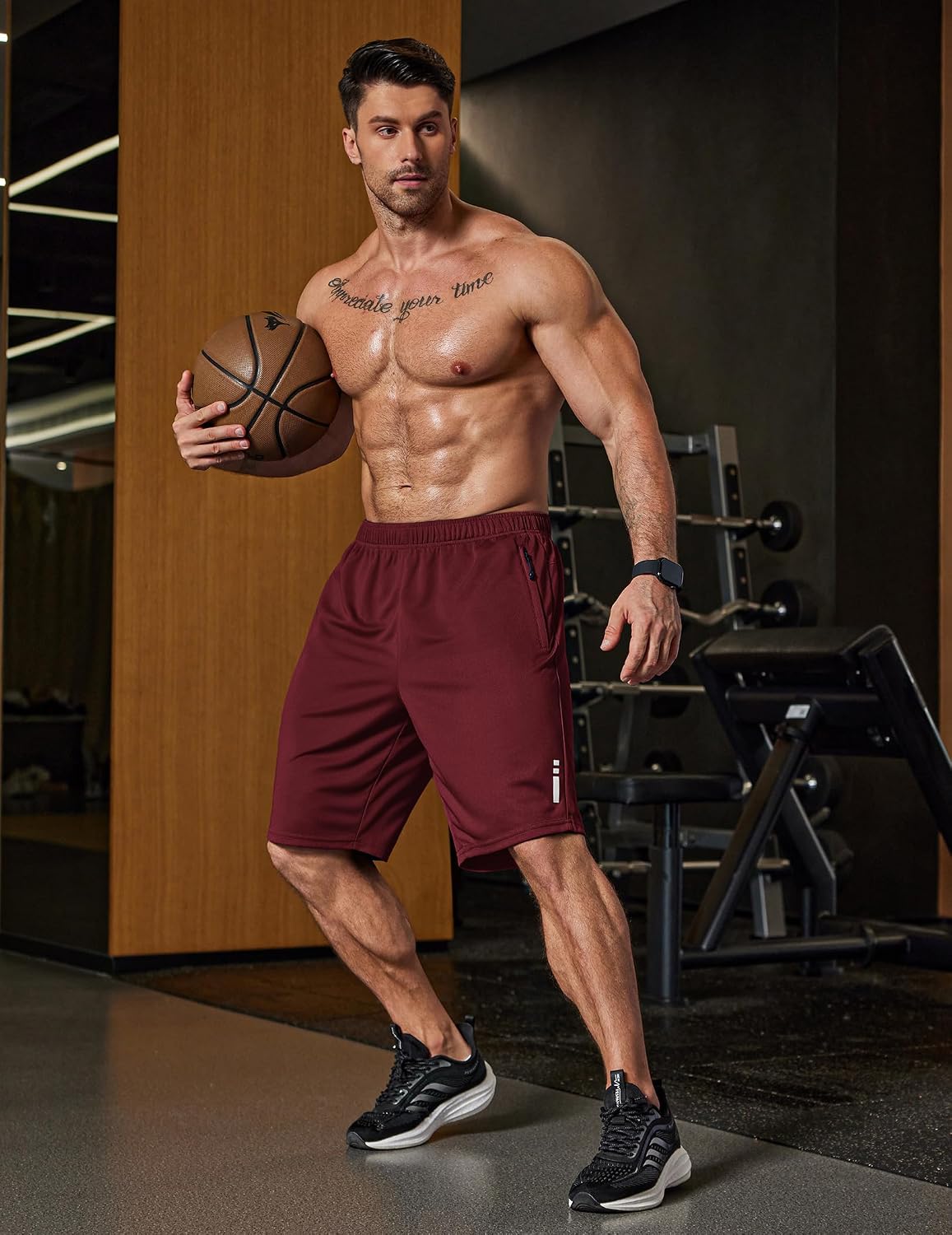 Mens Athletic Running Shorts 7"/ 9" Lightweight Quick Dry Drawstring Mesh Gym Shorts with Zipper Pockets