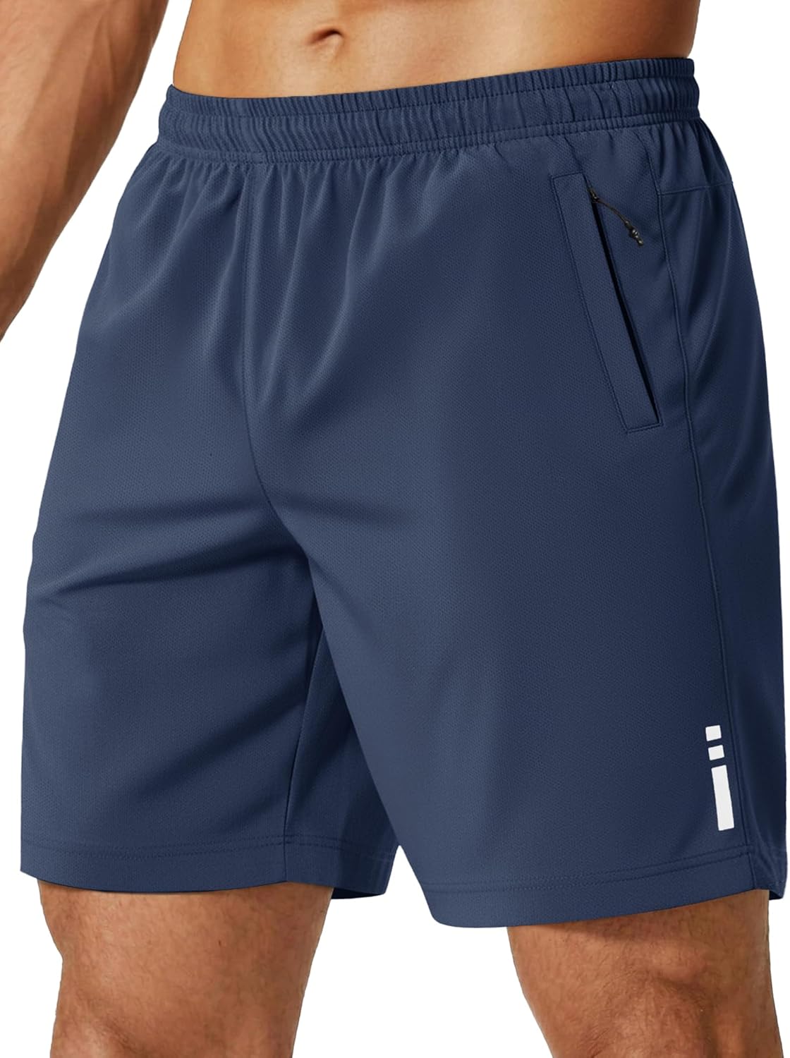 Mens Athletic Running Shorts 7"/ 9" Lightweight Quick Dry Drawstring Mesh Gym Shorts with Zipper Pockets