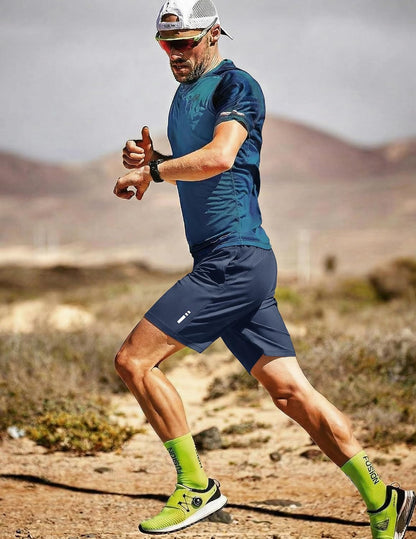 Mens Athletic Running Shorts 7"/ 9" Lightweight Quick Dry Drawstring Mesh Gym Shorts with Zipper Pockets
