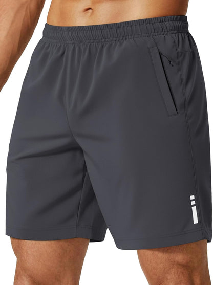 Mens Athletic Running Shorts 7"/ 9" Lightweight Quick Dry Drawstring Mesh Gym Shorts with Zipper Pockets