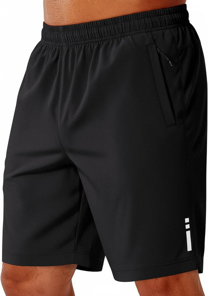 Mens Athletic Running Shorts 7"/ 9" Lightweight Quick Dry Drawstring Mesh Gym Shorts with Zipper Pockets