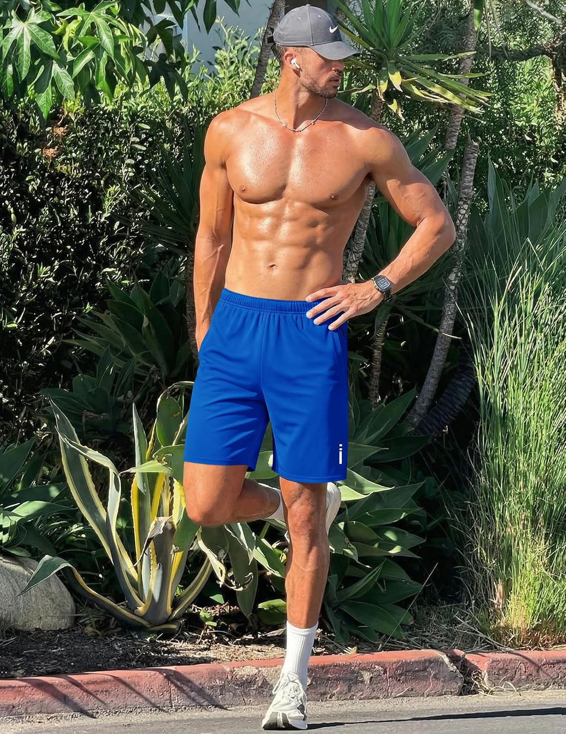 Mens Athletic Running Shorts 7"/ 9" Lightweight Quick Dry Drawstring Mesh Gym Shorts with Zipper Pockets