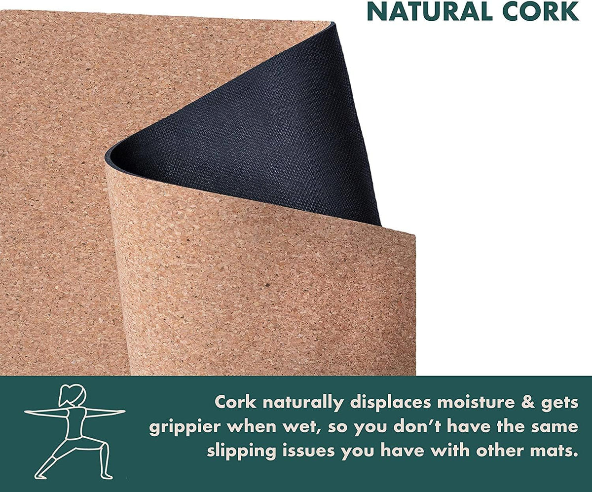 Sweat Proof Durable Cork Yoga Mat Thick Non Slip Exercise Mat for Home Workout