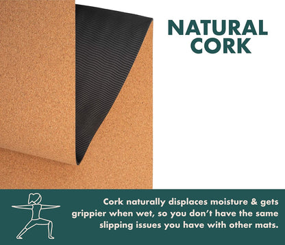 Sweat Proof Durable Cork Yoga Mat Thick Non Slip Exercise Mat for Home Workout