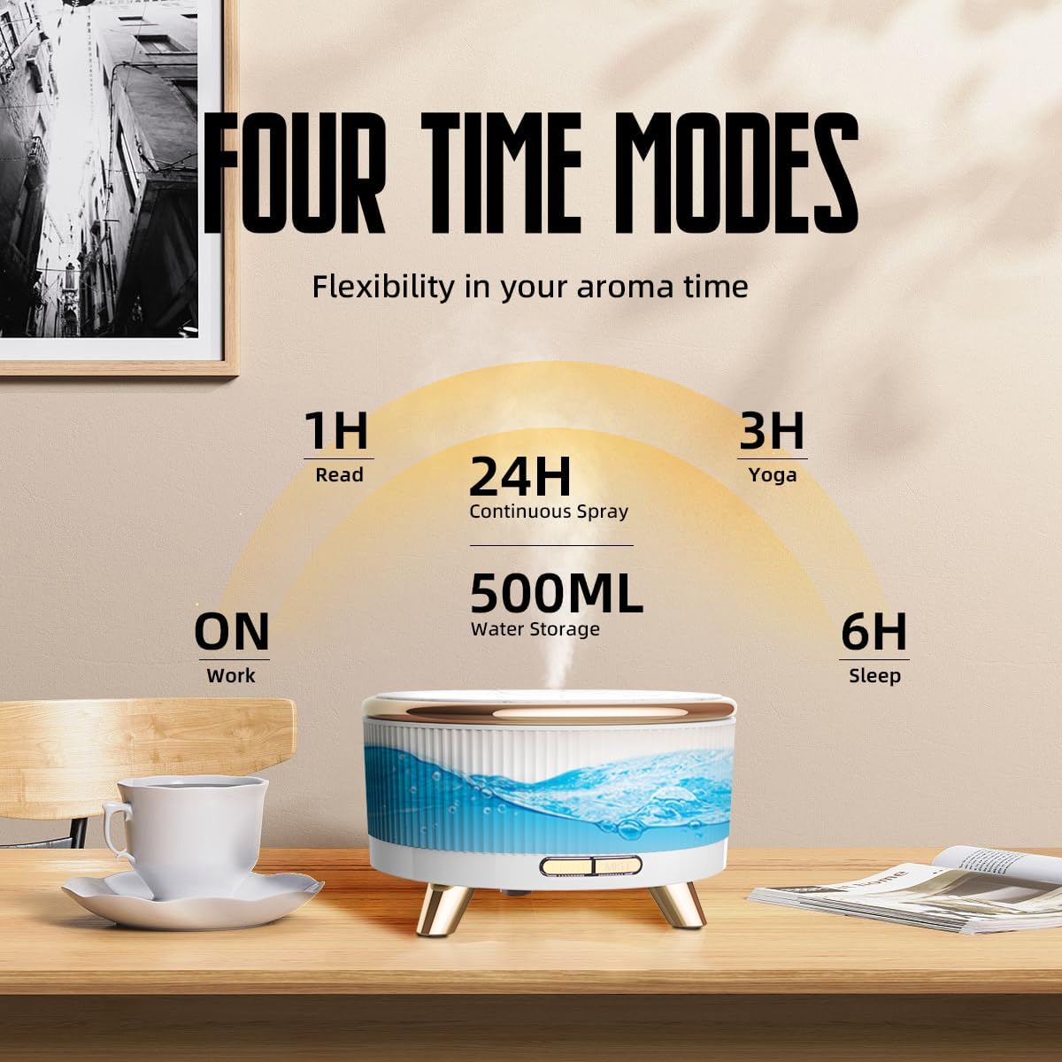20-Hour Long-Lasting Aromatherapy, 500ML Essential Oil Diffuser