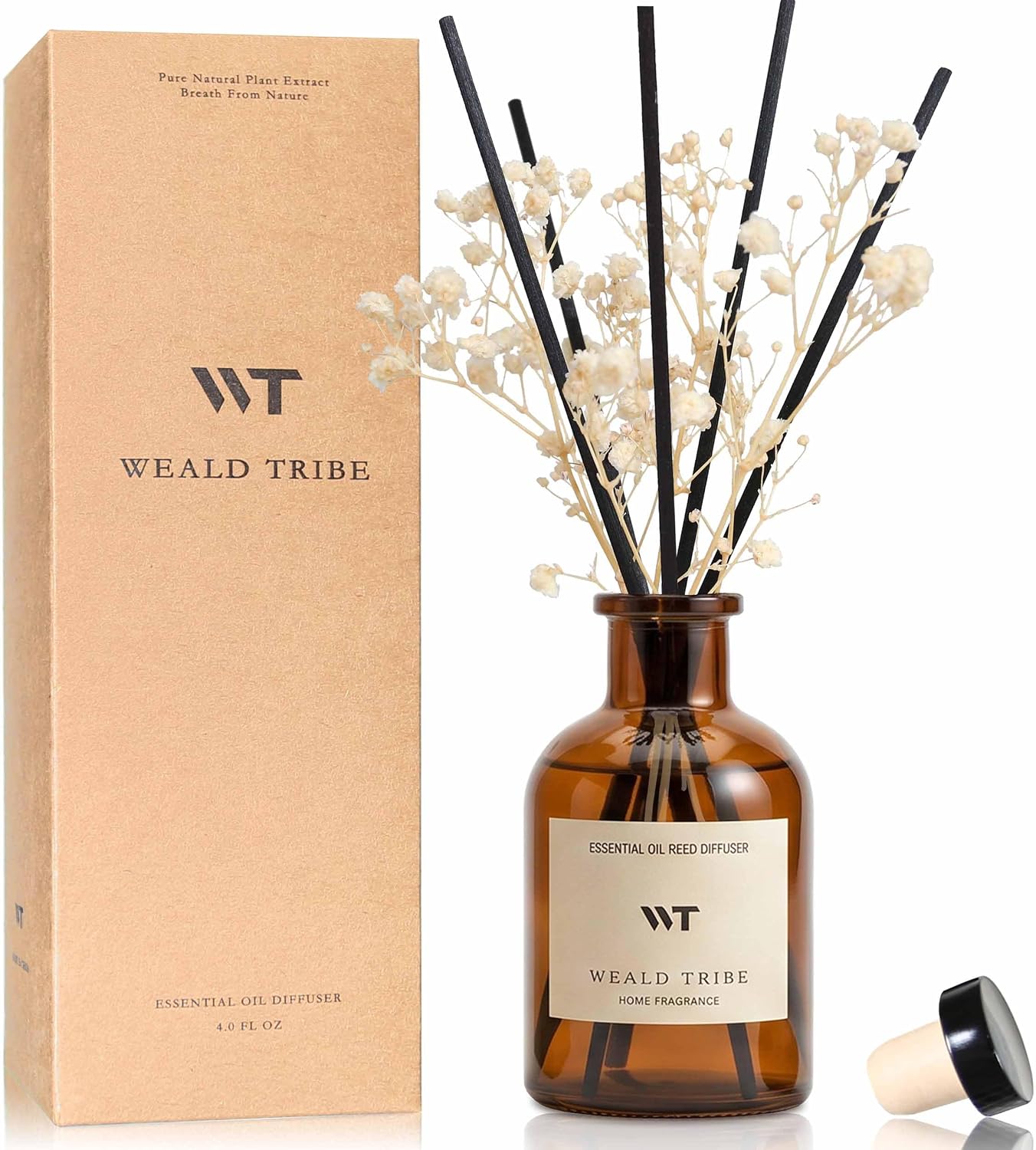 Flower Reed Diffuser Set Eucalyptus & Lavender Scent for Room Bathroom Accessories Shelf Decor & Air Fresheners, Sticks Defusers with 4.0 fl oz Essential Oils, Home Fragrance Office Gift