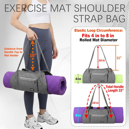 Exercise Yoga Mat Carrying Shoulder Strap Bag with Internal and Outside Storge Pocket (Yoga Mat is NOT Included)