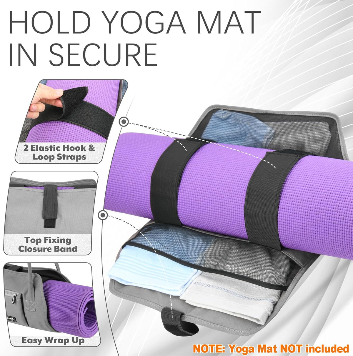 Exercise Yoga Mat Carrying Shoulder Strap Bag with Internal and Outside Storge Pocket (Yoga Mat is NOT Included)