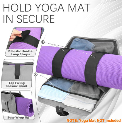 Exercise Yoga Mat Carrying Shoulder Strap Bag with Internal and Outside Storge Pocket (Yoga Mat is NOT Included)