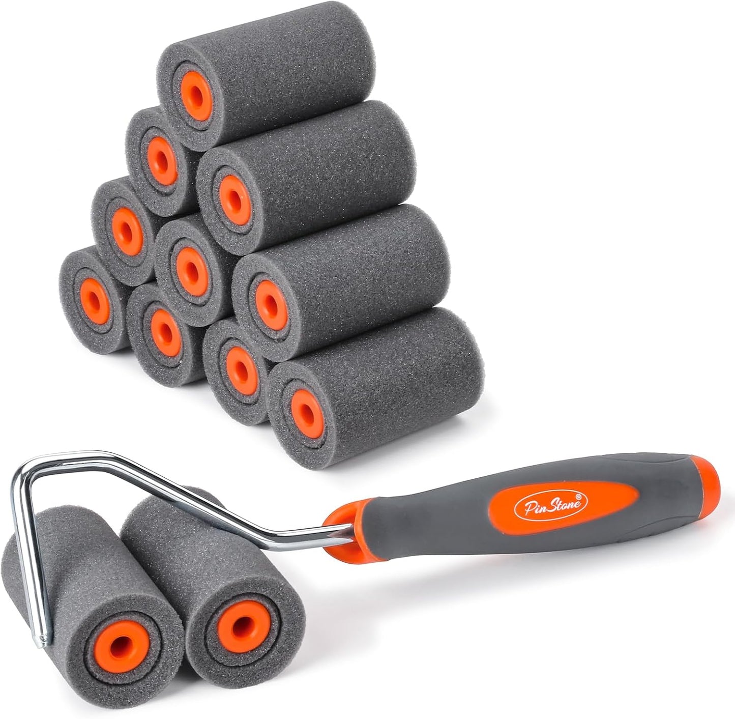13 Pack 2" High Density Foam Paint Roller Kit, Caved-in Black Foam Roller for Smooth Finish & Precise Edging, Small Foam Mini Rollers for Painting Walls, Cabinets, Doors, Furniture, Touch up