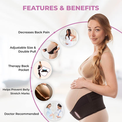 Cotton Lined Pregnancy Belly Band for Pregnant Women, Soft & Breathable, Pregnancy Must Haves Belly Support Band for Abdominal, Pelvic, Waist, Back Pain - Adjustable Maternity Support Belt