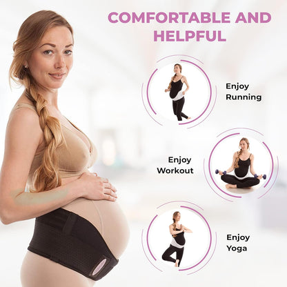 Cotton Lined Pregnancy Belly Band for Pregnant Women, Soft & Breathable, Pregnancy Must Haves Belly Support Band for Abdominal, Pelvic, Waist, Back Pain - Adjustable Maternity Support Belt