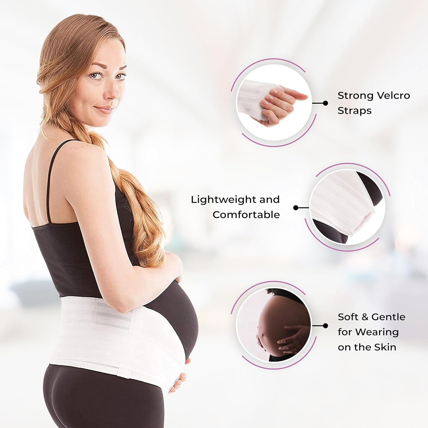 Cotton Lined Pregnancy Belly Band for Pregnant Women, Soft & Breathable, Pregnancy Must Haves Belly Support Band for Abdominal, Pelvic, Waist, Back Pain - Adjustable Maternity Support Belt
