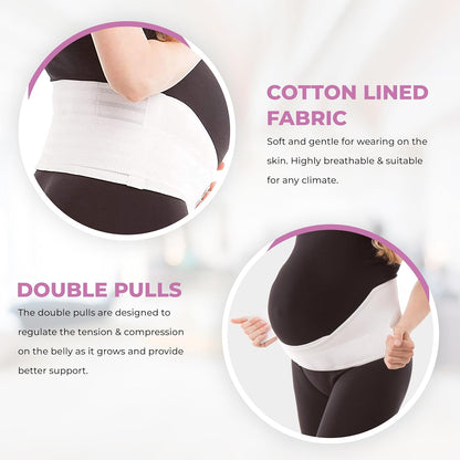 Cotton Lined Pregnancy Belly Band for Pregnant Women, Soft & Breathable, Pregnancy Must Haves Belly Support Band for Abdominal, Pelvic, Waist, Back Pain - Adjustable Maternity Support Belt