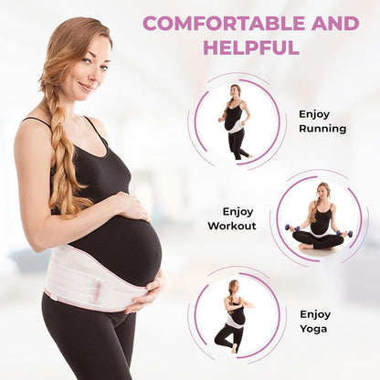 Cotton Lined Pregnancy Belly Band for Pregnant Women, Soft & Breathable, Pregnancy Must Haves Belly Support Band for Abdominal, Pelvic, Waist, Back Pain - Adjustable Maternity Support Belt