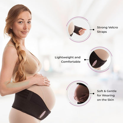 Cotton Lined Pregnancy Belly Band for Pregnant Women, Soft & Breathable, Pregnancy Must Haves Belly Support Band for Abdominal, Pelvic, Waist, Back Pain - Adjustable Maternity Support Belt