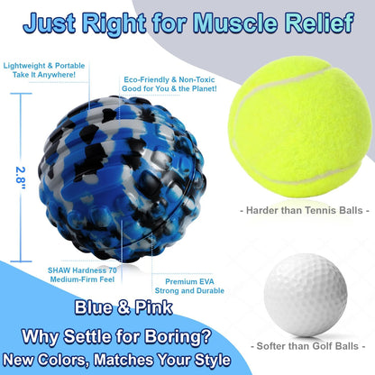 Deep Tissue Massage Ball for Exercise & Recovery - SGS Certification - Targets Back, Shoulder, Legs&Feet - Relieves Muscle Knots, Joint Pain&Tightness, Pressure Point Therapy- Myofascial Release Ball
