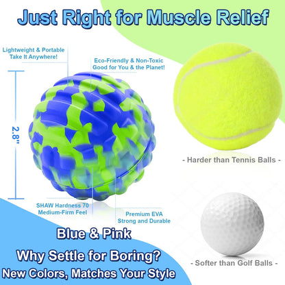 Deep Tissue Massage Ball for Exercise & Recovery - SGS Certification - Targets Back, Shoulder, Legs&Feet - Relieves Muscle Knots, Joint Pain&Tightness, Pressure Point Therapy- Myofascial Release Ball