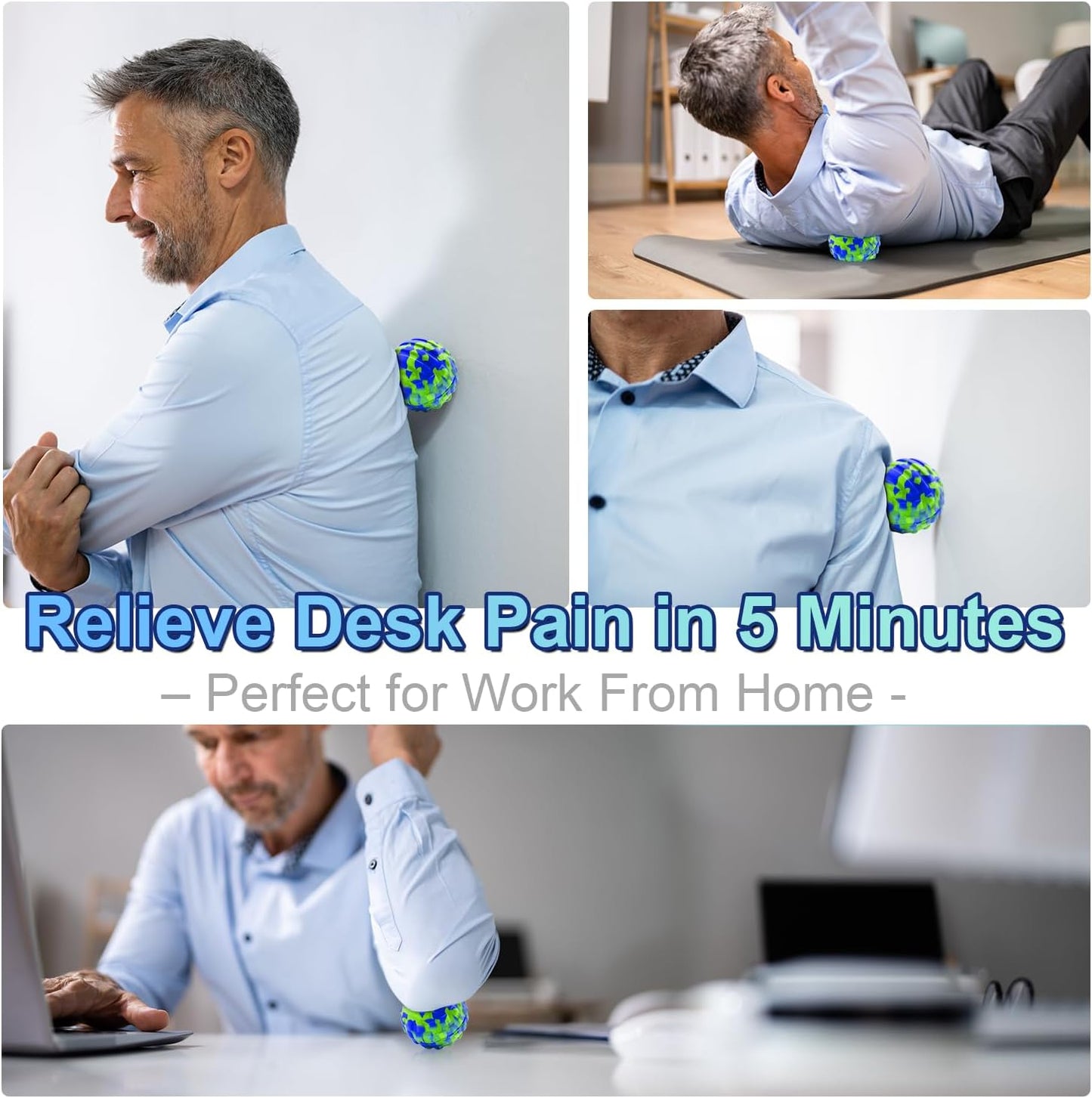 Deep Tissue Massage Ball for Exercise & Recovery - SGS Certification - Targets Back, Shoulder, Legs&Feet - Relieves Muscle Knots, Joint Pain&Tightness, Pressure Point Therapy- Myofascial Release Ball