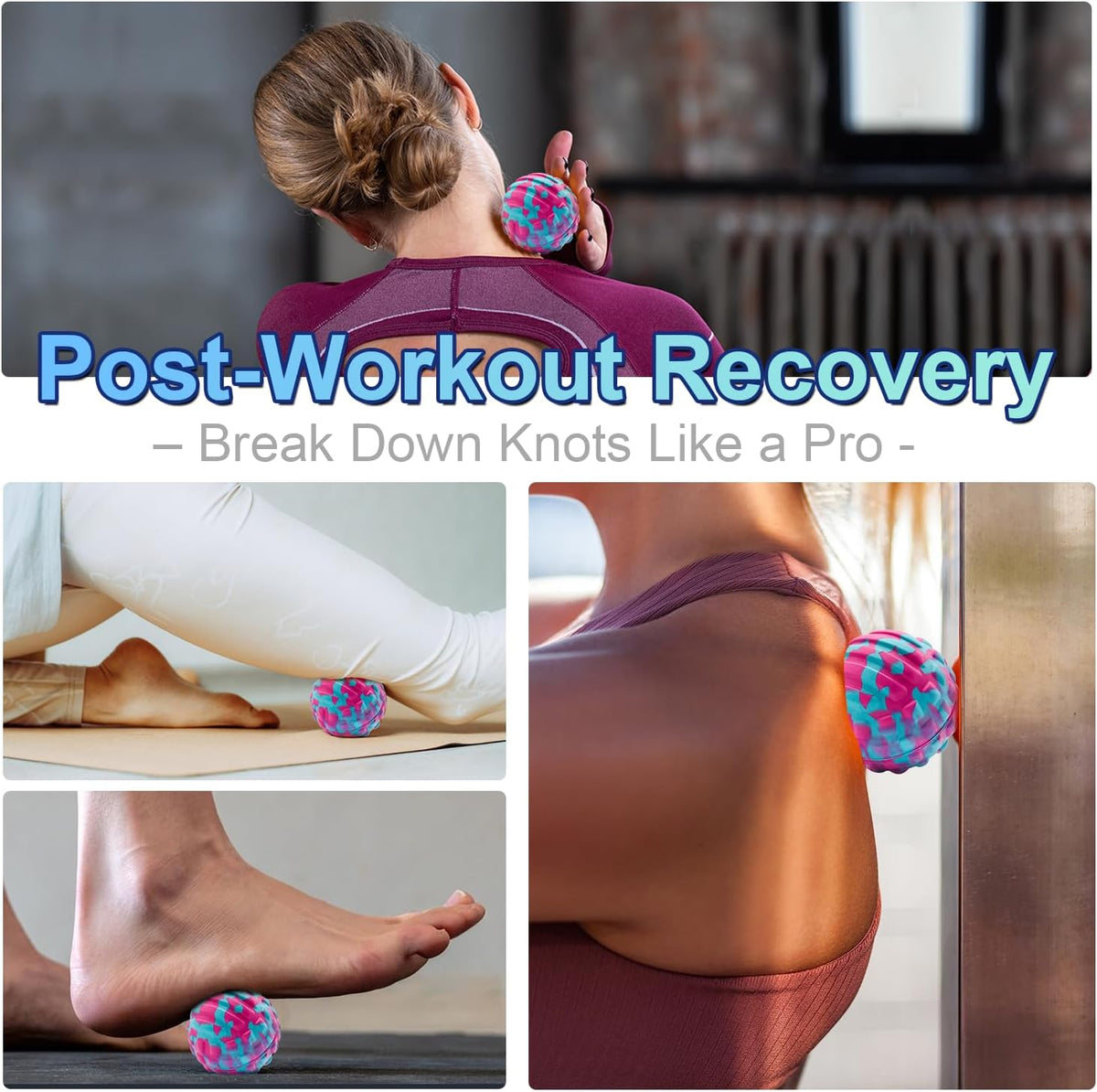 Deep Tissue Massage Ball for Exercise & Recovery - SGS Certification - Targets Back, Shoulder, Legs&Feet - Relieves Muscle Knots, Joint Pain&Tightness, Pressure Point Therapy- Myofascial Release Ball