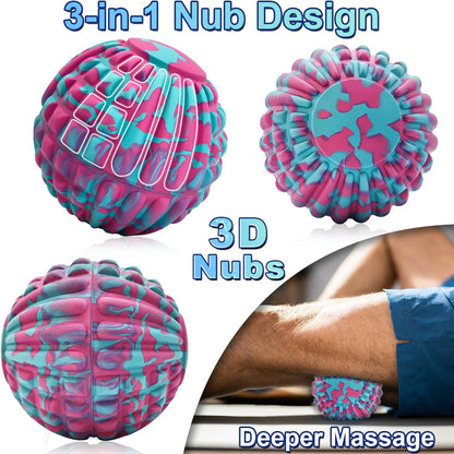 Deep Tissue Massage Ball for Exercise & Recovery - SGS Certification - Targets Back, Shoulder, Legs&Feet - Relieves Muscle Knots, Joint Pain&Tightness, Pressure Point Therapy- Myofascial Release Ball