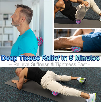 Deep Tissue Massage Ball for Exercise & Recovery - SGS Certification - Targets Back, Shoulder, Legs&Feet - Relieves Muscle Knots, Joint Pain&Tightness, Pressure Point Therapy- Myofascial Release Ball