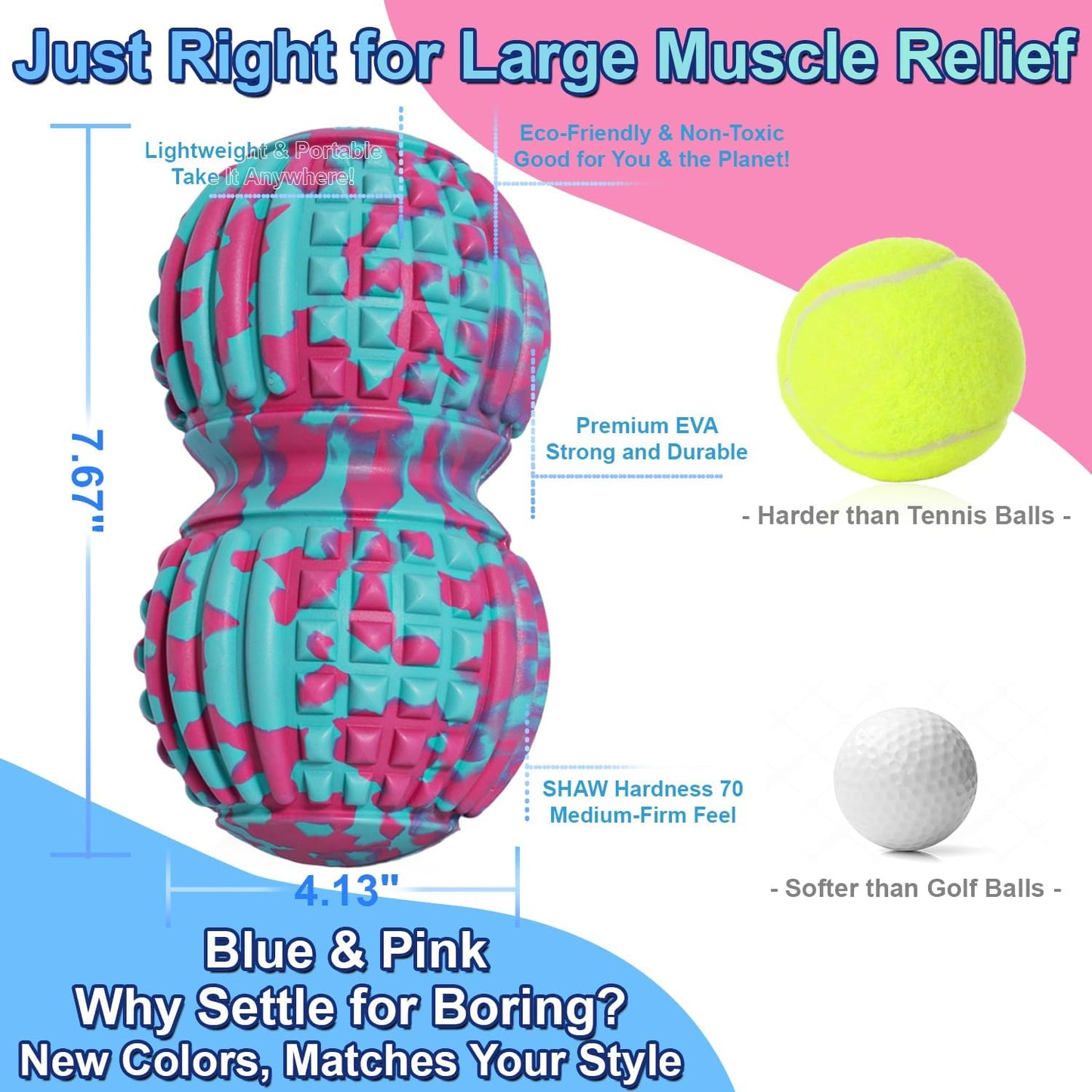 Deep Tissue Massage Ball for Exercise & Recovery - SGS Certification - Targets Back, Shoulder, Legs&Feet - Relieves Muscle Knots, Joint Pain&Tightness, Pressure Point Therapy- Myofascial Release Ball
