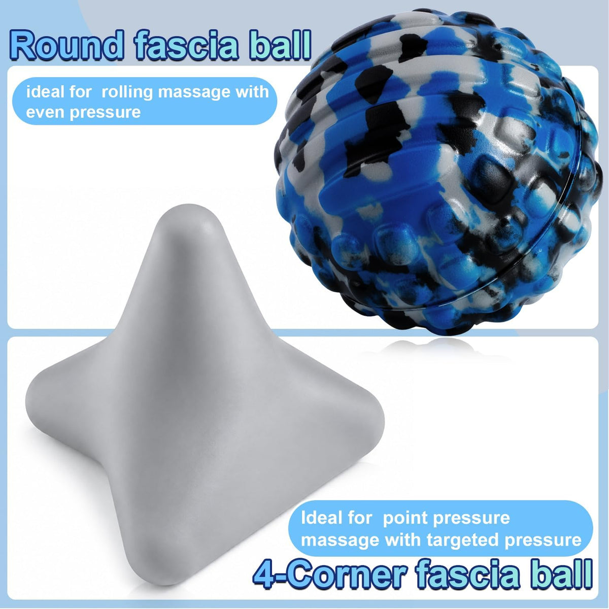 Deep Tissue Massage Ball for Exercise & Recovery - SGS Certification - Targets Back, Shoulder, Legs&Feet - Relieves Muscle Knots, Joint Pain&Tightness, Pressure Point Therapy- Myofascial Release Ball
