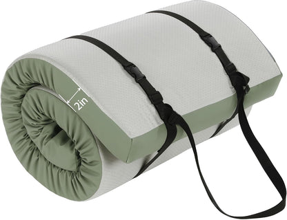 2 Inch Thick Yoga Mat, 72''x24'x2" Foldable Extra Thick Exercise Mat Gymnastics Mat with PU Leather, Padded Yoga Mat Fitness Mat for Yoga, Pilates, Stretching