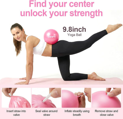 Home Pilates Ring and Ball Set for Women with 5 Resistance Bands 13 inch Magic Circle Workout Starter Kit for Beginners Full Body Toning 15 Min Daily Routine