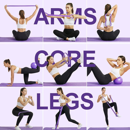 Home Pilates Ring and Ball Set for Women with 5 Resistance Bands 13 inch Magic Circle Workout Starter Kit for Beginners Full Body Toning 15 Min Daily Routine