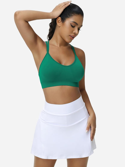 Strappy Cross Back Women Sports Bra Pack for Medium Support Workout | Removable Padded Cups, Spaghetti Strap, Comfort Seamless Wirefree, Soft Breathable Fabric, for Gym/Yoga/Pilates/Walking/Daily