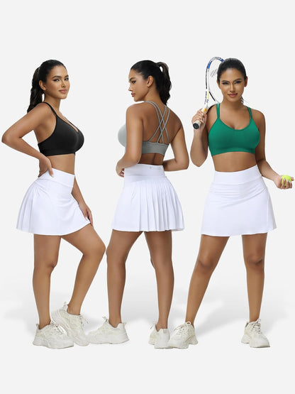 Strappy Cross Back Women Sports Bra Pack for Medium Support Workout | Removable Padded Cups, Spaghetti Strap, Comfort Seamless Wirefree, Soft Breathable Fabric, for Gym/Yoga/Pilates/Walking/Daily