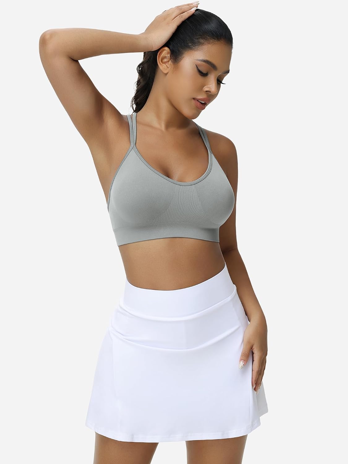 Strappy Cross Back Women Sports Bra Pack for Medium Support Workout | Removable Padded Cups, Spaghetti Strap, Comfort Seamless Wirefree, Soft Breathable Fabric, for Gym/Yoga/Pilates/Walking/Daily