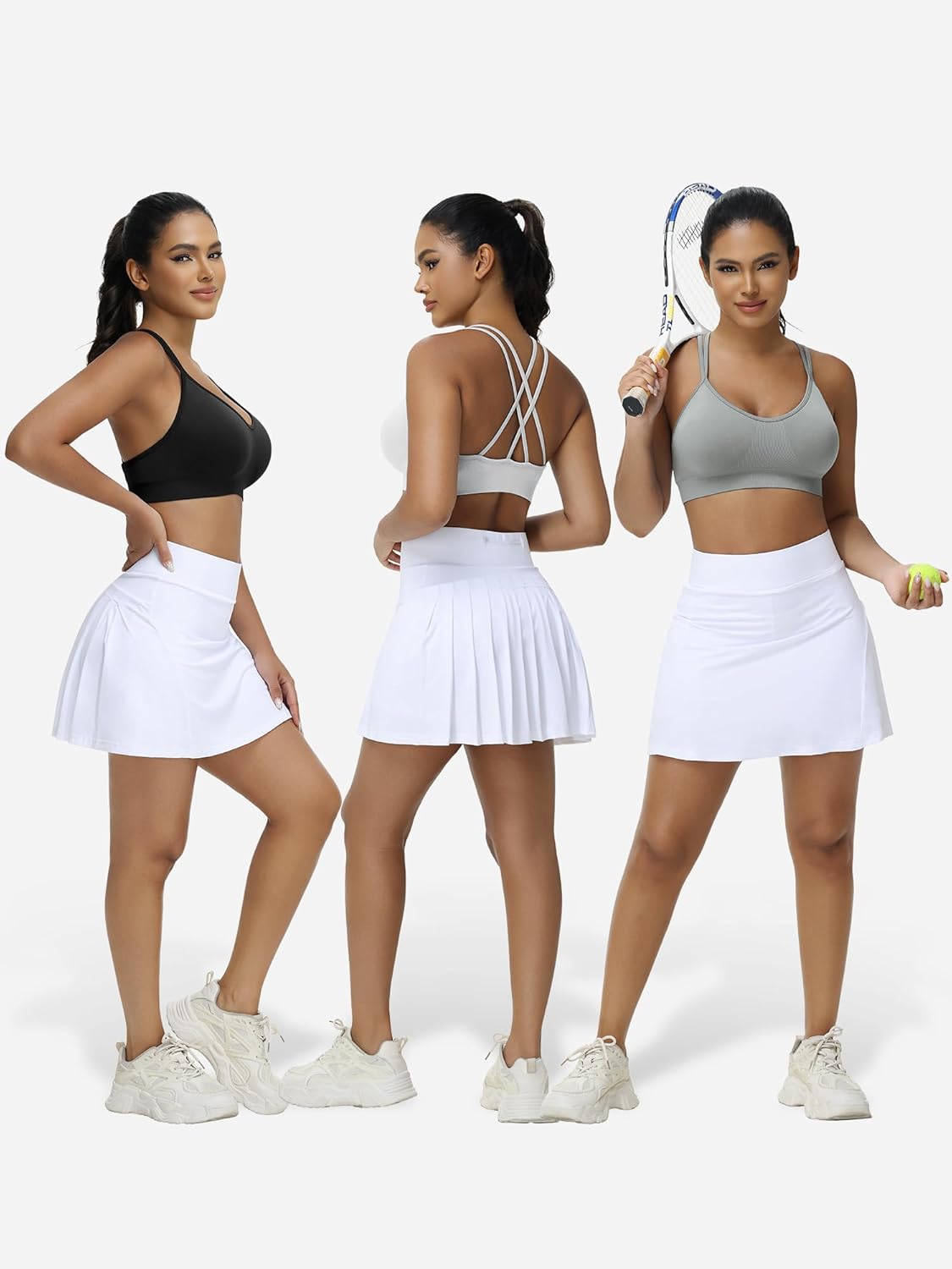 Strappy Cross Back Women Sports Bra Pack for Medium Support Workout | Removable Padded Cups, Spaghetti Strap, Comfort Seamless Wirefree, Soft Breathable Fabric, for Gym/Yoga/Pilates/Walking/Daily