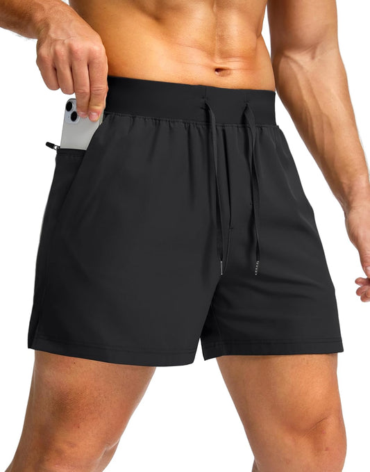 Soothfeel Men's Running Shorts with Zipper Pockets 9"/ 7"/ 5" Quick Dry Eight Basketball Gym Workout Athletic Shorts