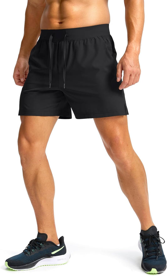 Soothfeel Men's Running Shorts with Zipper Pockets 9"/ 7"/ 5" Quick Dry Eight Basketball Gym Workout Athletic Shorts