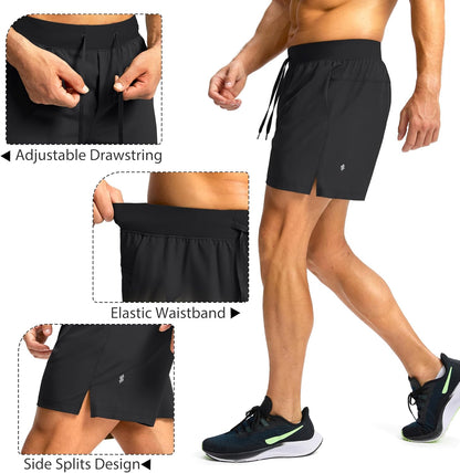 Soothfeel Men's Running Shorts with Zipper Pockets 9"/ 7"/ 5" Quick Dry Eight Basketball Gym Workout Athletic Shorts