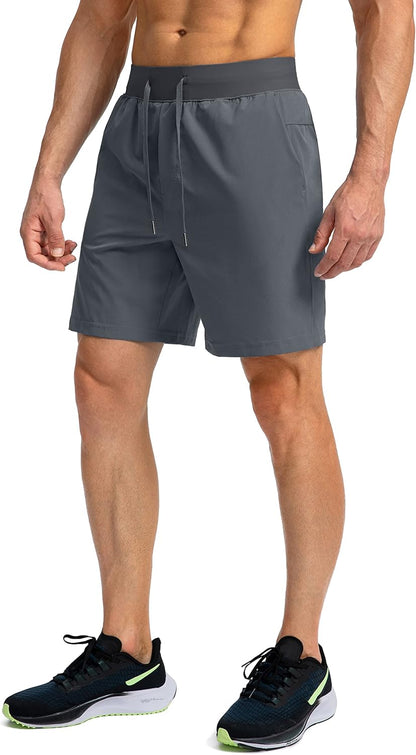 Soothfeel Men's Running Shorts with Zipper Pockets 9"/ 7"/ 5" Quick Dry Eight Basketball Gym Workout Athletic Shorts