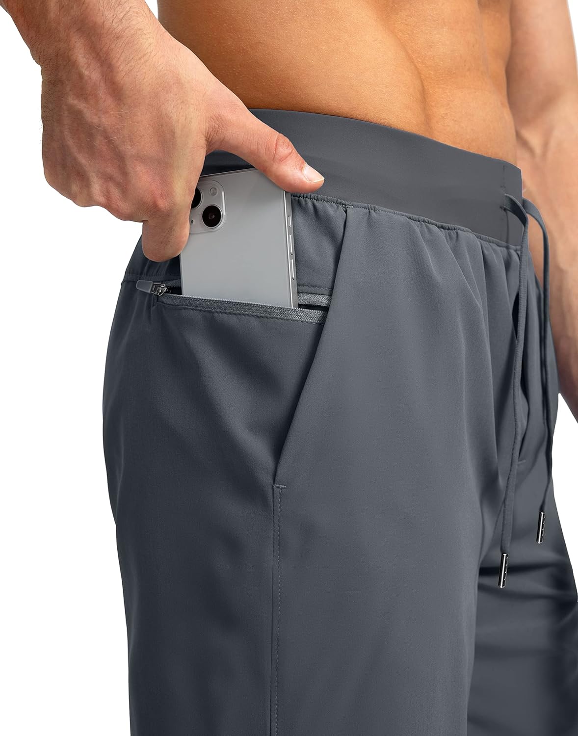 Soothfeel Men's Running Shorts with Zipper Pockets 9"/ 7"/ 5" Quick Dry Eight Basketball Gym Workout Athletic Shorts