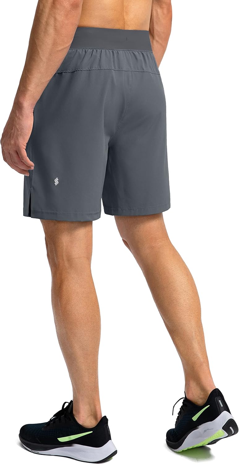 Soothfeel Men's Running Shorts with Zipper Pockets 9"/ 7"/ 5" Quick Dry Eight Basketball Gym Workout Athletic Shorts