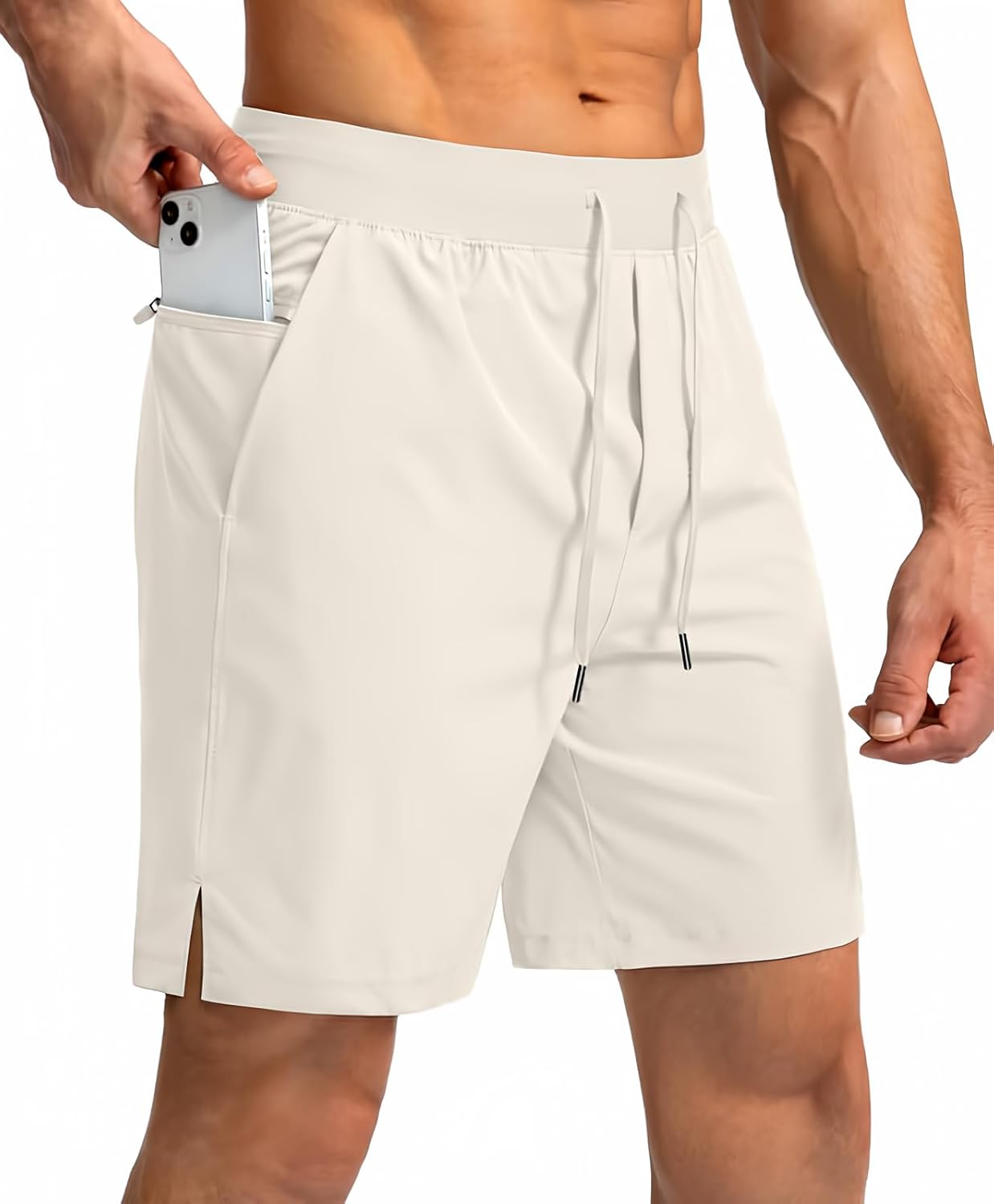 Soothfeel Men's Running Shorts with Zipper Pockets 9"/ 7"/ 5" Quick Dry Eight Basketball Gym Workout Athletic Shorts