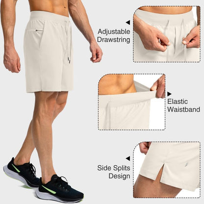 Soothfeel Men's Running Shorts with Zipper Pockets 9"/ 7"/ 5" Quick Dry Eight Basketball Gym Workout Athletic Shorts