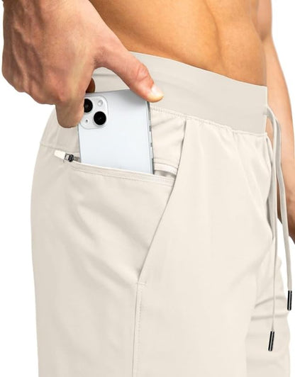 Soothfeel Men's Running Shorts with Zipper Pockets 9"/ 7"/ 5" Quick Dry Eight Basketball Gym Workout Athletic Shorts
