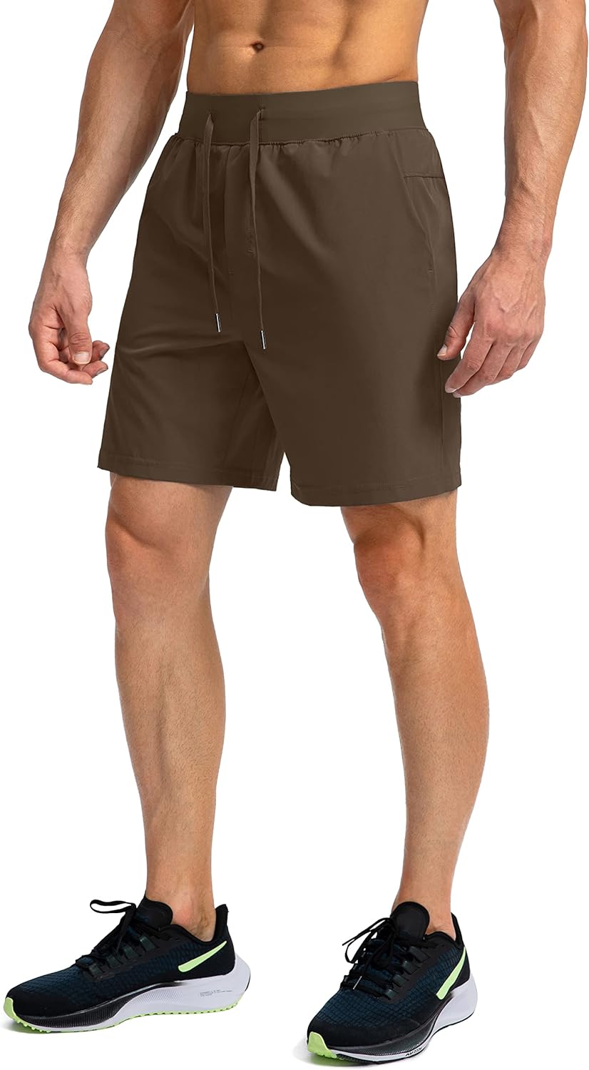 Soothfeel Men's Running Shorts with Zipper Pockets 9"/ 7"/ 5" Quick Dry Eight Basketball Gym Workout Athletic Shorts