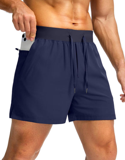Soothfeel Men's Running Shorts with Zipper Pockets 9"/ 7"/ 5" Quick Dry Eight Basketball Gym Workout Athletic Shorts