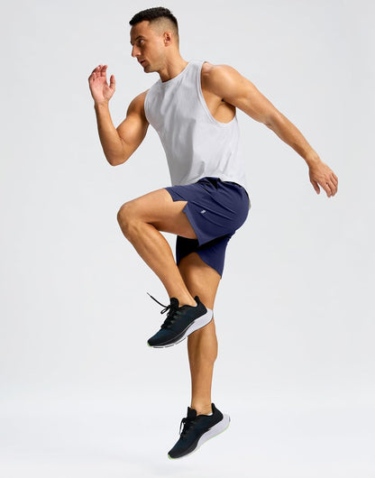 Soothfeel Men's Running Shorts with Zipper Pockets 9"/ 7"/ 5" Quick Dry Eight Basketball Gym Workout Athletic Shorts