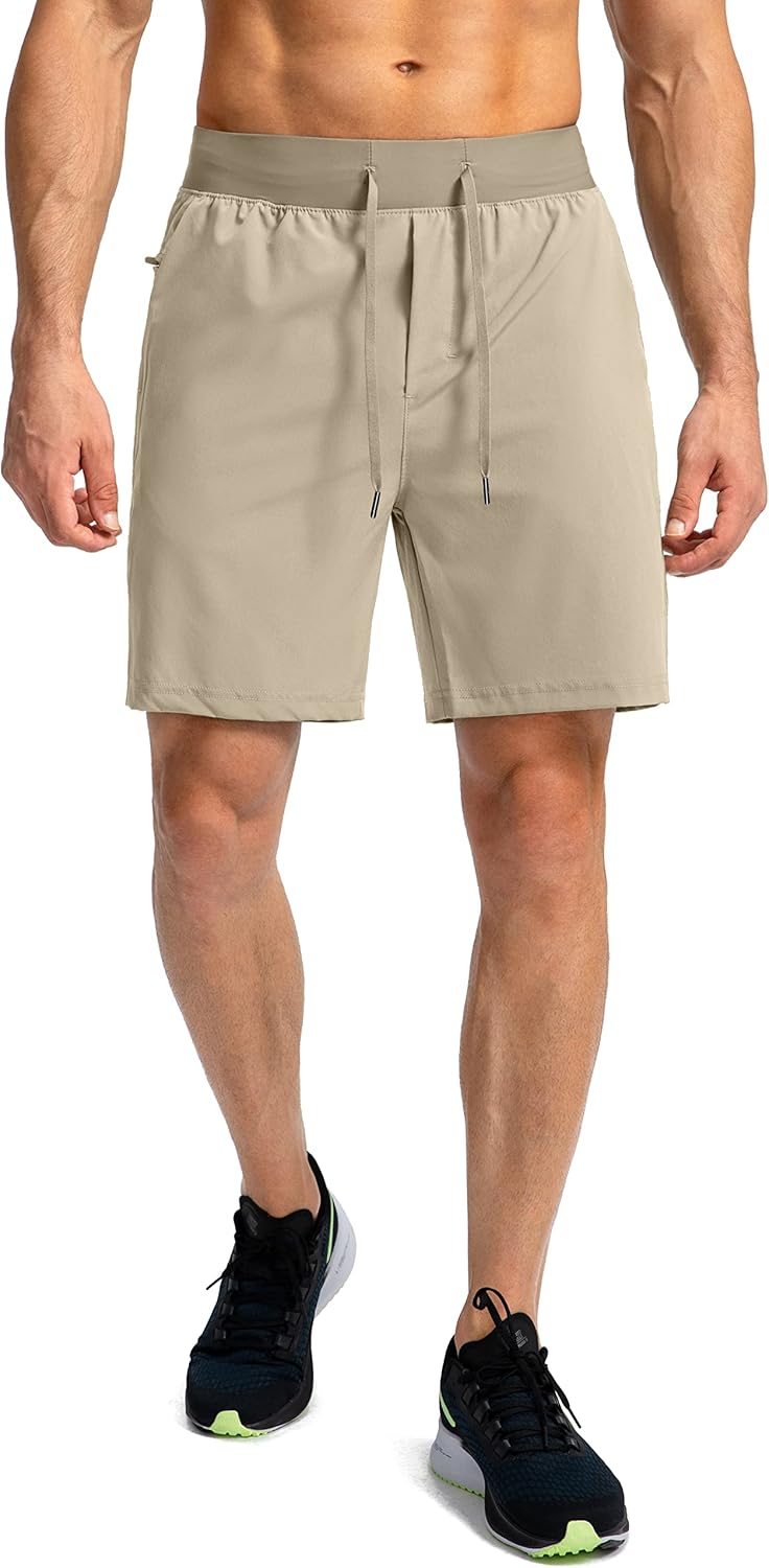 Soothfeel Men's Running Shorts with Zipper Pockets 9"/ 7"/ 5" Quick Dry Eight Basketball Gym Workout Athletic Shorts